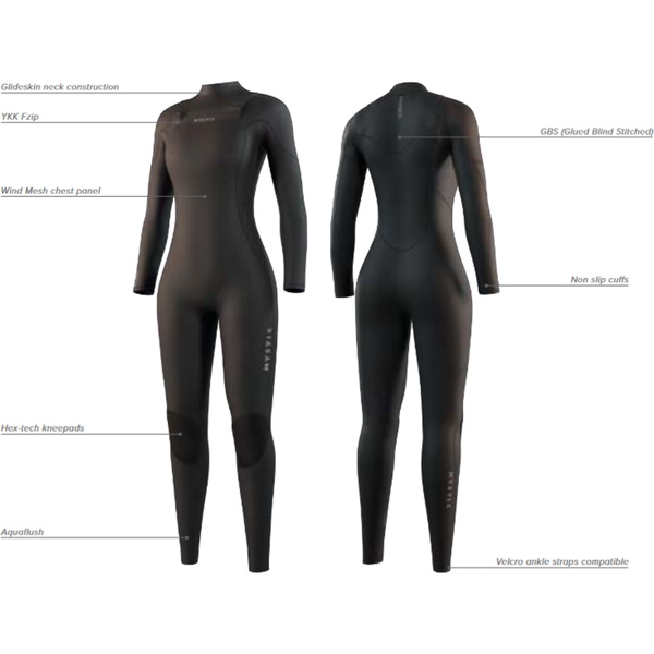 2026 Mystic Womens Star 5/3mm Back Zip Wetsuit 35000.250053 - Black